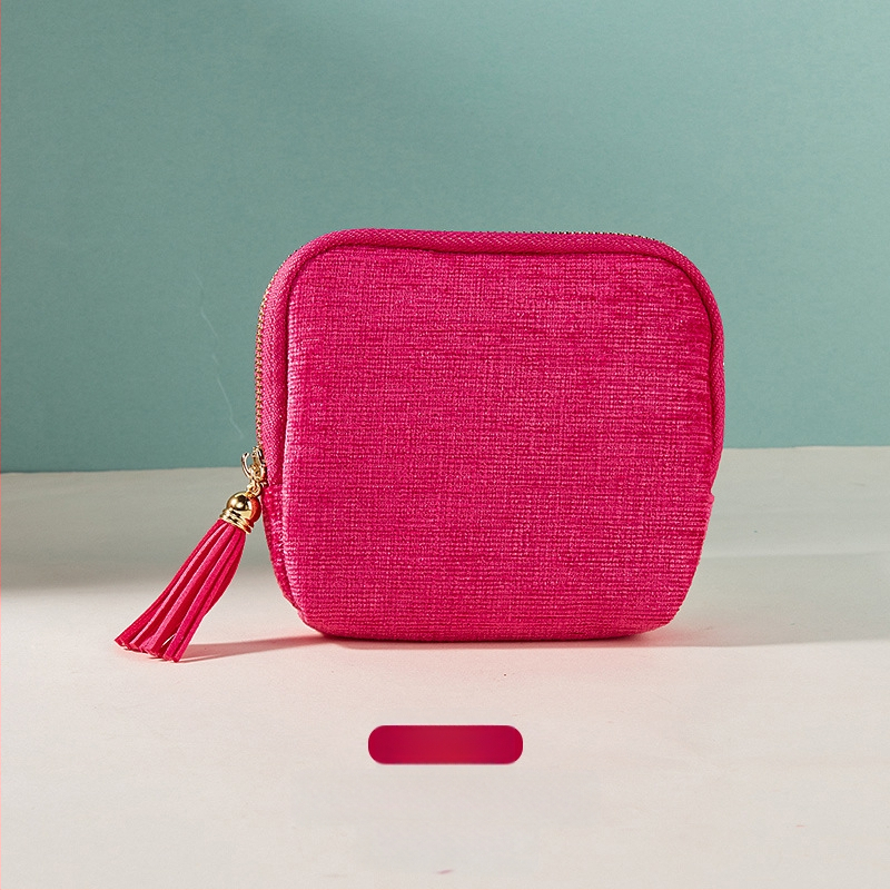 Θήκη αποθήκευσης κοσμημάτων με φούντα και φερμουάρ, Μεγάλη χωρητικότητα, βελούδινο διπλό στρώμα