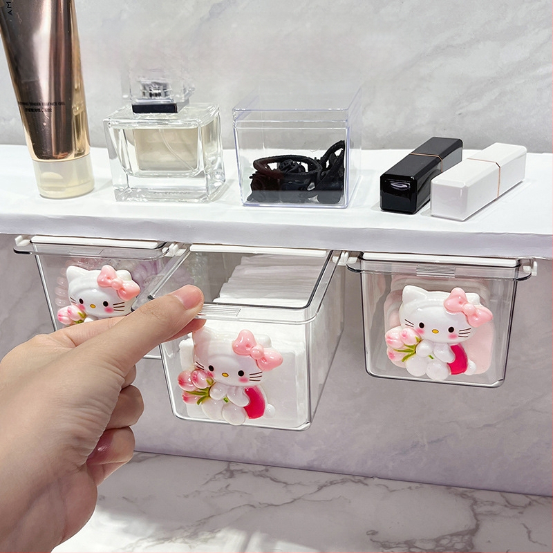 Zem spoguļa atvilktņu uzglabāšanas kārba – jauks karikatūru dizains vannas istabai, plastmasa, putekļu aizsardzība