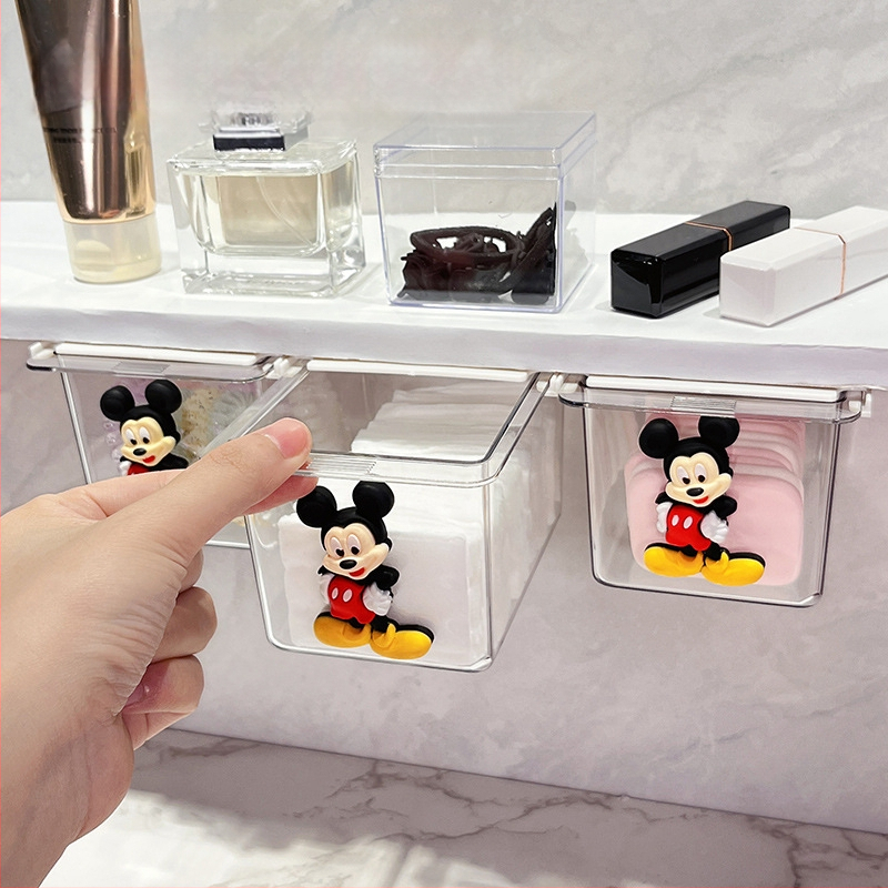 Zem spoguļa atvilktņu uzglabāšanas kārba – jauks karikatūru dizains vannas istabai, plastmasa, putekļu aizsardzība