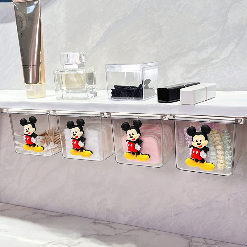 Zem spoguļa atvilktņu uzglabāšanas kārba – jauks karikatūru dizains vannas istabai, plastmasa, putekļu aizsardzība