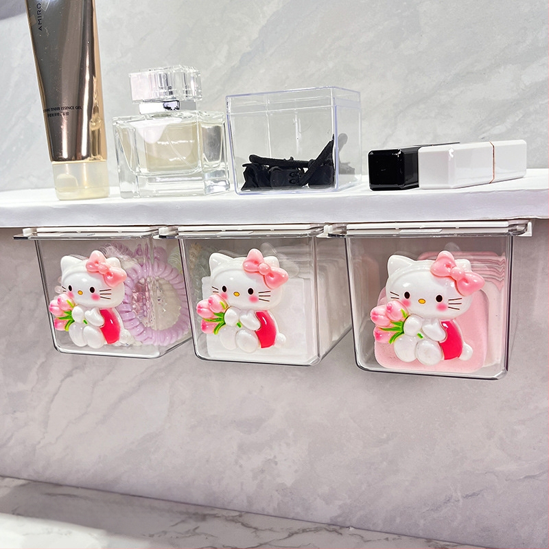 Zem spoguļa atvilktņu uzglabāšanas kārba – jauks karikatūru dizains vannas istabai, plastmasa, putekļu aizsardzība