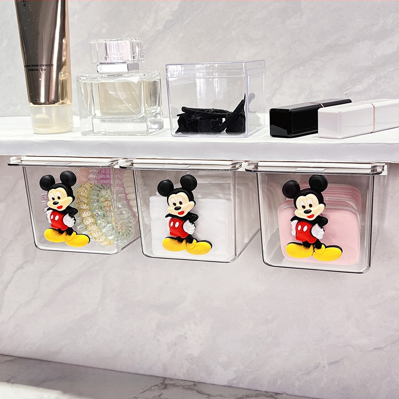 Zem spoguļa atvilktņu uzglabāšanas kārba – jauks karikatūru dizains vannas istabai, plastmasa, putekļu aizsardzība