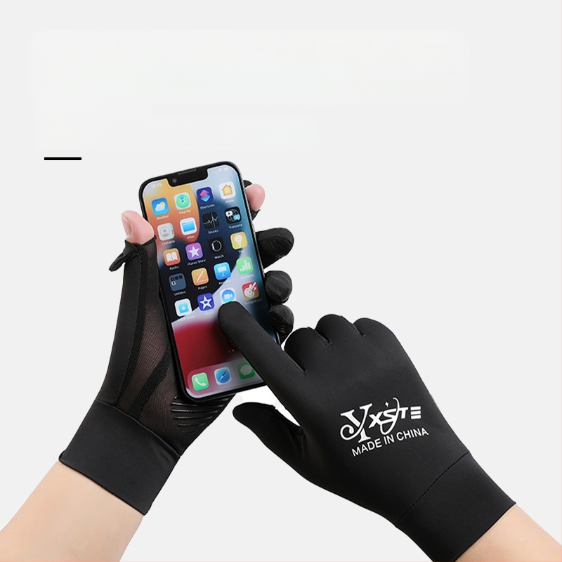 Ανδρικά γάντια προστασίας από τον ήλιο – καλοκαίρι λεπτά, αντιολισθητικά, UV προστασία, γρήγορο στέγνωμα, διαπνοή, ευαισθησία αφής; Ice Silk πολυεστέρας με σπάντεξ