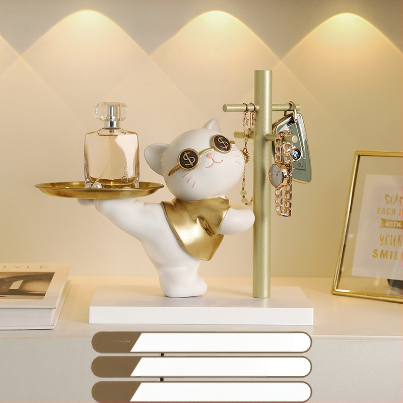 Δίσκος κλειδιών Maneki Neko, από ρητίνη, διακοσμητικό για είσοδο και σαλόνι, μη εισαγόμενο