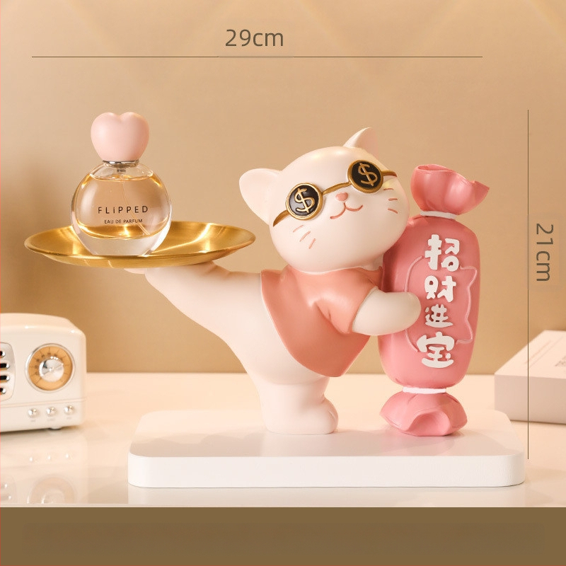 Δίσκος κλειδιών Maneki Neko, από ρητίνη, διακοσμητικό για είσοδο και σαλόνι, μη εισαγόμενο