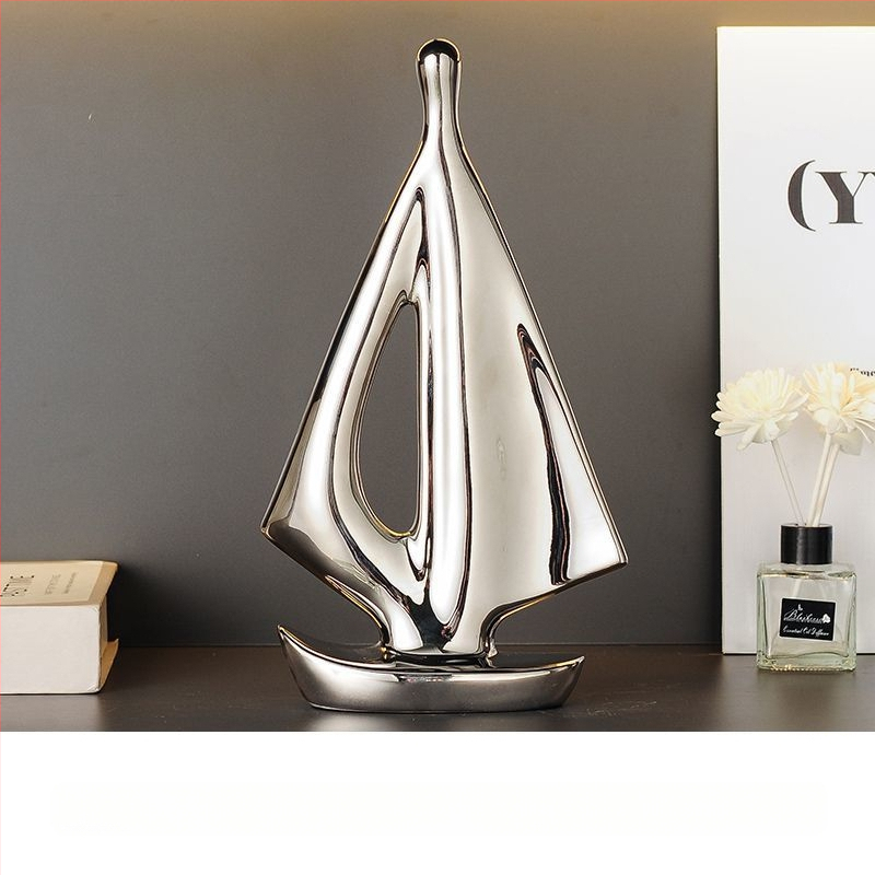 Κεραμικό διακοσμητικό καραβάκι, απλός και μοντέρνος σχεδιασμός, ηλεκτροπλατιωμένη επιφάνεια, δώρο γενεθλίων σε συμμαθητή