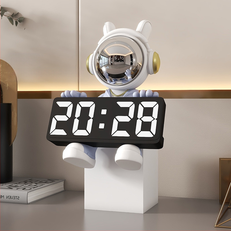 Αστροναύτης διακοσμητικό ρολόι με ψηφιακό ρολόι και θερμόμετρο — ρητίνη, απλός μοντέρνος στυλ, συναγερμός, μάρκα Donglei