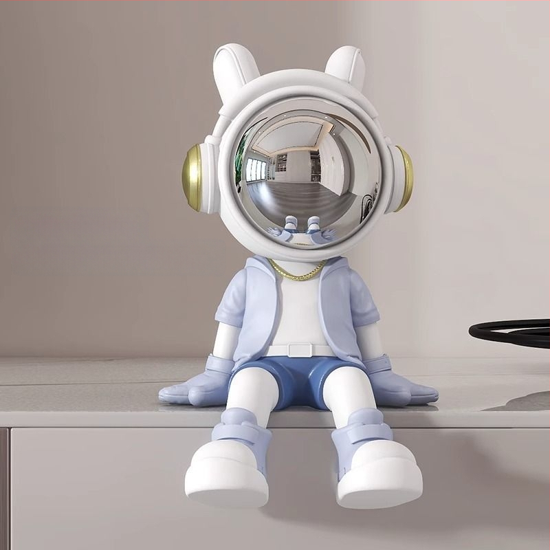 Αστροναύτης διακοσμητικό ρολόι με ψηφιακό ρολόι και θερμόμετρο — ρητίνη, απλός μοντέρνος στυλ, συναγερμός, μάρκα Donglei