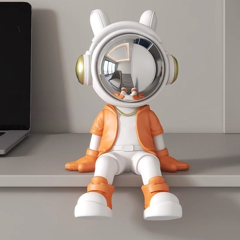 Αστροναύτης διακοσμητικό ρολόι με ψηφιακό ρολόι και θερμόμετρο — ρητίνη, απλός μοντέρνος στυλ, συναγερμός, μάρκα Donglei