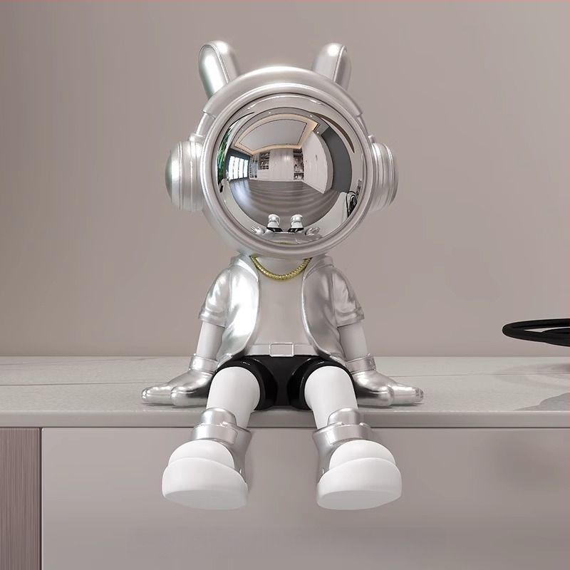 Αστροναύτης διακοσμητικό ρολόι με ψηφιακό ρολόι και θερμόμετρο — ρητίνη, απλός μοντέρνος στυλ, συναγερμός, μάρκα Donglei