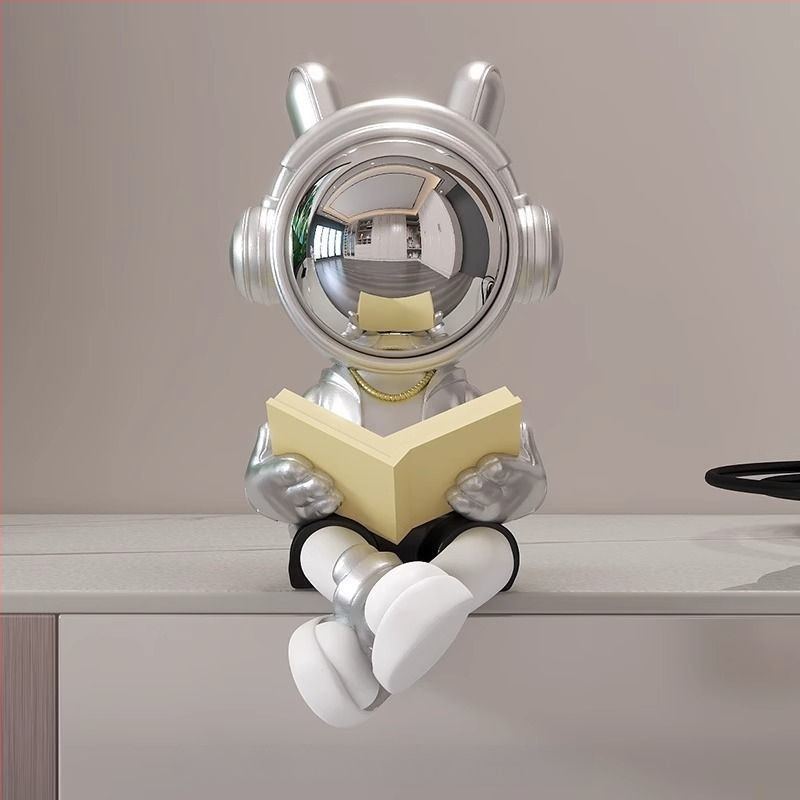 Αστροναύτης διακοσμητικό ρολόι με ψηφιακό ρολόι και θερμόμετρο — ρητίνη, απλός μοντέρνος στυλ, συναγερμός, μάρκα Donglei