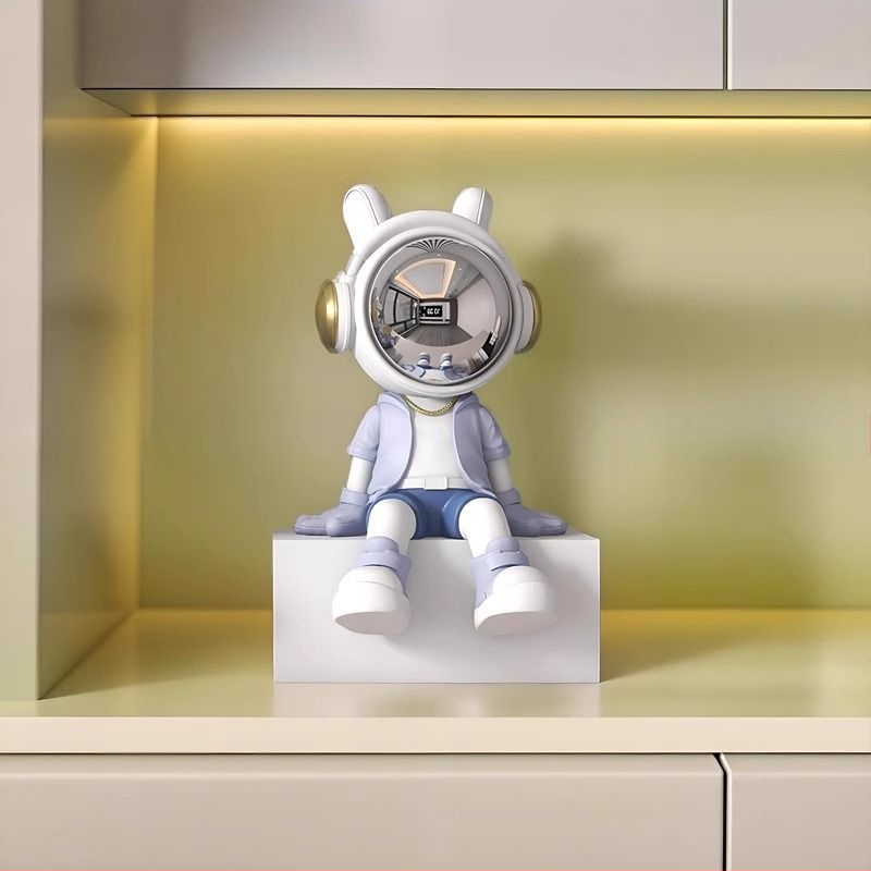 Αστροναύτης διακοσμητικό ρολόι με ψηφιακό ρολόι και θερμόμετρο — ρητίνη, απλός μοντέρνος στυλ, συναγερμός, μάρκα Donglei