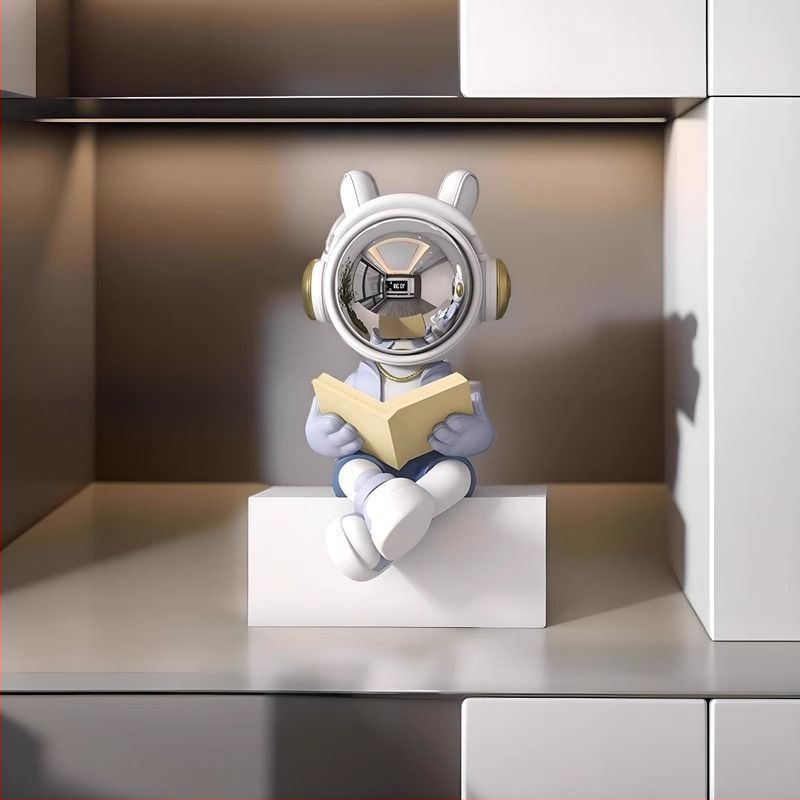 Αστροναύτης διακοσμητικό ρολόι με ψηφιακό ρολόι και θερμόμετρο — ρητίνη, απλός μοντέρνος στυλ, συναγερμός, μάρκα Donglei