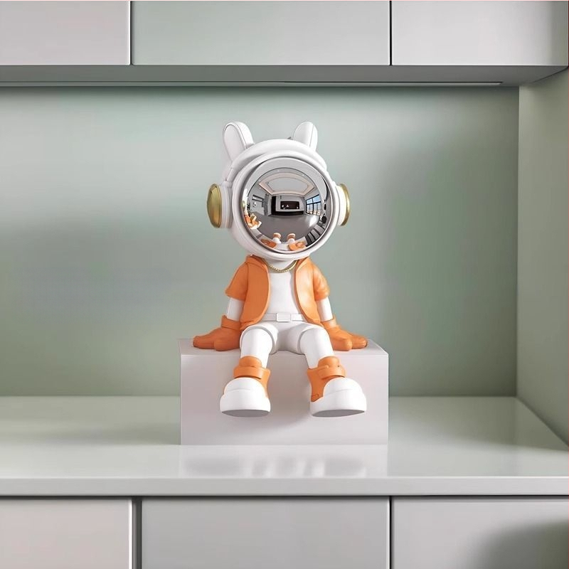 Αστροναύτης διακοσμητικό ρολόι με ψηφιακό ρολόι και θερμόμετρο — ρητίνη, απλός μοντέρνος στυλ, συναγερμός, μάρκα Donglei