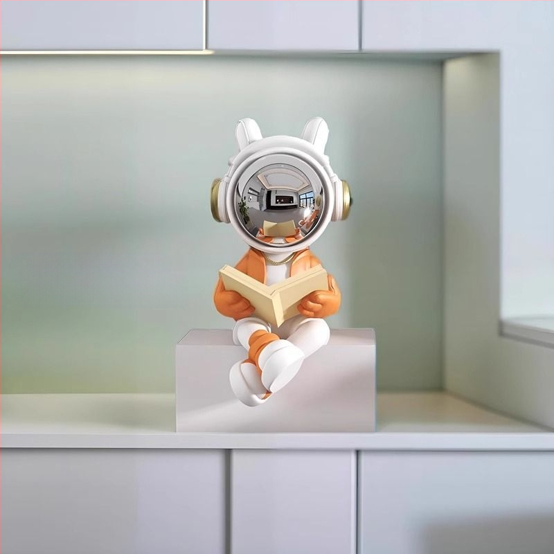 Αστροναύτης διακοσμητικό ρολόι με ψηφιακό ρολόι και θερμόμετρο — ρητίνη, απλός μοντέρνος στυλ, συναγερμός, μάρκα Donglei