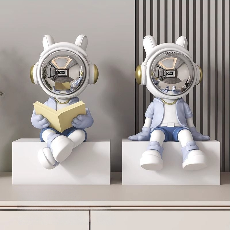 Αστροναύτης διακοσμητικό ρολόι με ψηφιακό ρολόι και θερμόμετρο — ρητίνη, απλός μοντέρνος στυλ, συναγερμός, μάρκα Donglei