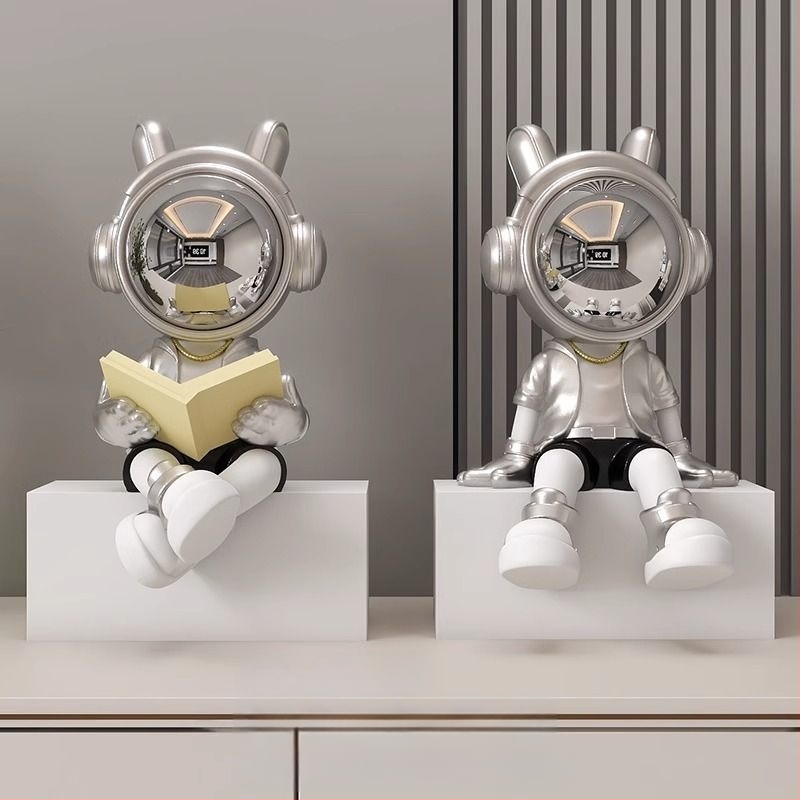 Αστροναύτης διακοσμητικό ρολόι με ψηφιακό ρολόι και θερμόμετρο — ρητίνη, απλός μοντέρνος στυλ, συναγερμός, μάρκα Donglei