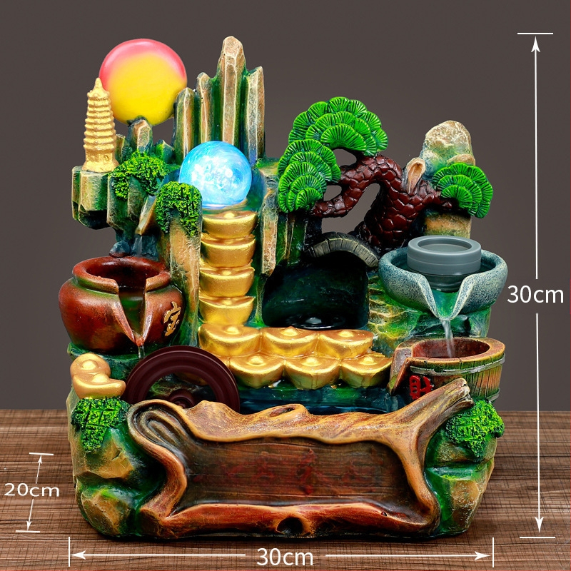 Fântână de birou cu mini peisaj stâncos, umidificator (Material: rășină sintetică; Stil: simplu și modern; Cadou publicitar)
