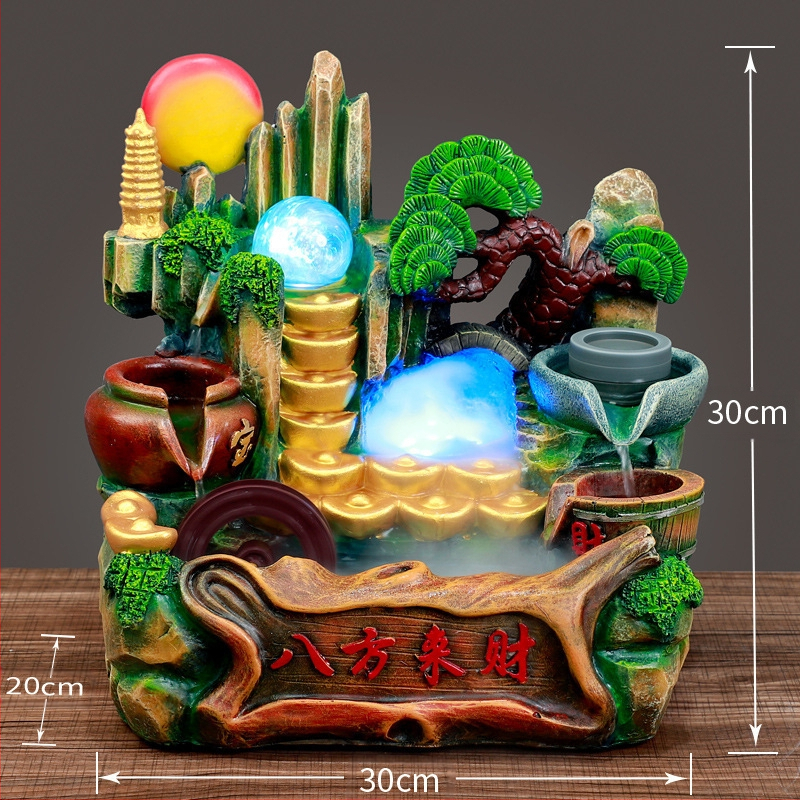 Fântână de birou cu mini peisaj stâncos, umidificator (Material: rășină sintetică; Stil: simplu și modern; Cadou publicitar)