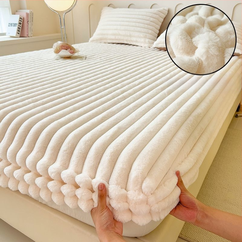 Guminė paklodė iš koralų fliso, pamuštas flisiu, twill audinys, dryžių arba vienspalvis raštas, Korėjos stilius