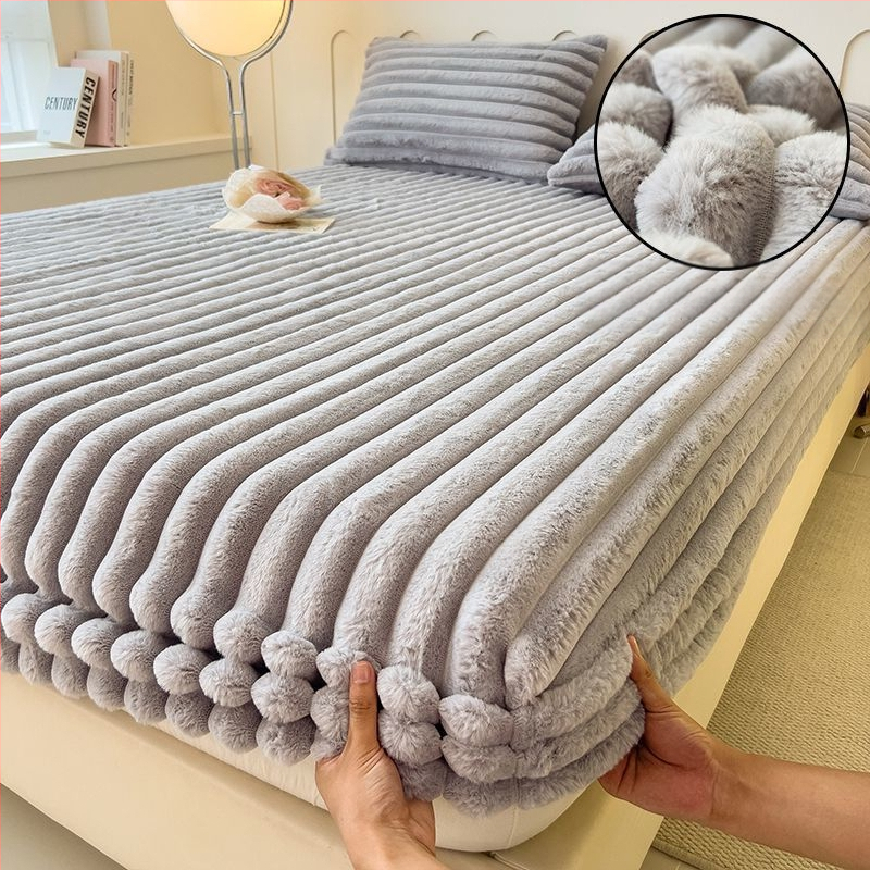 Guminė paklodė iš koralų fliso, pamuštas flisiu, twill audinys, dryžių arba vienspalvis raštas, Korėjos stilius