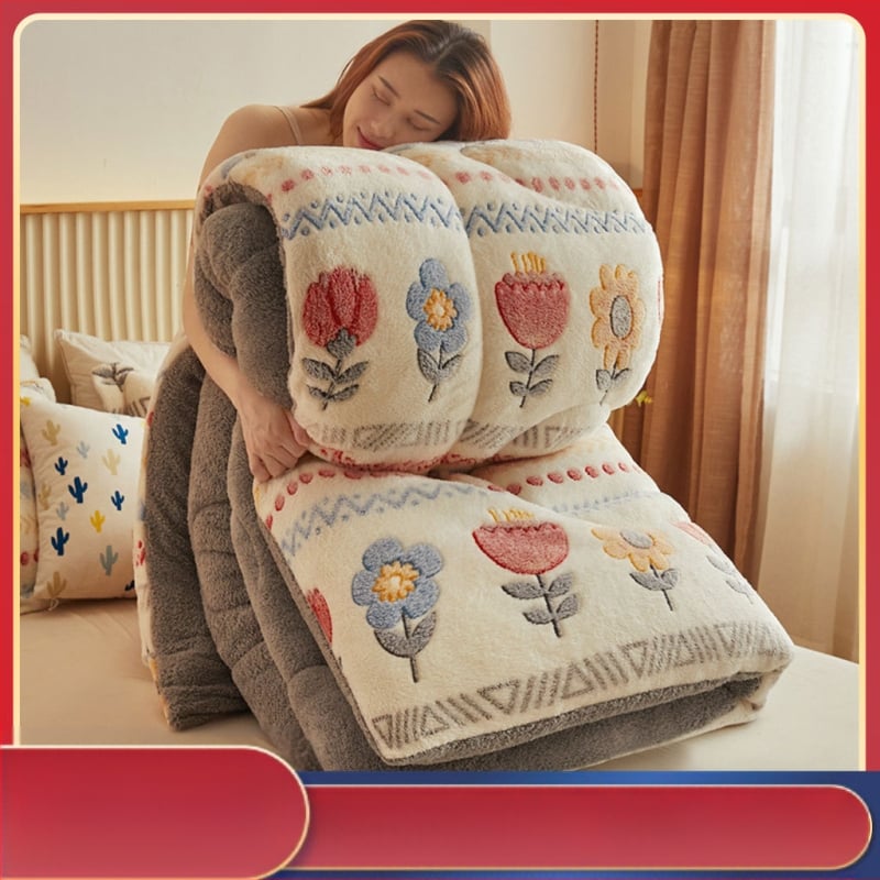 Téli kétoldalas báránybőr velúr paplan, Snowflake és Milk Velvet mintázat, 3,5–4 kg, töltet: kémiai rost, testreszabás elérhető