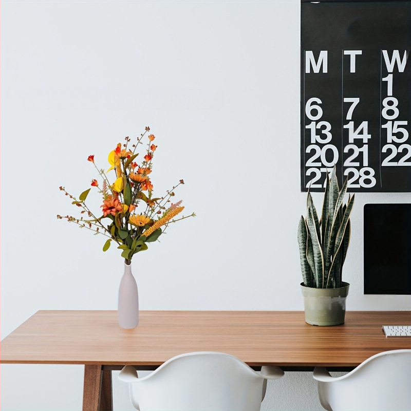 Plastikinis dirbtinis augalas ramunė dekoracija Padėkos Dienai, vestuvėms, lauko erdvėms, fotografijos rekvizitas, namų dekorui