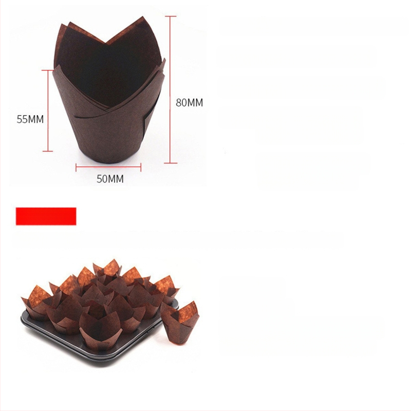 LIFETALK Tulip Formos kepimo popieriaus keksiukų taurės, riebalams atsparūs, aukštos temperatūros atsparūs, 40 g/m², 200 vnt