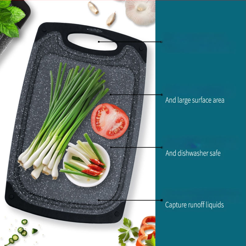 Σετ τριών πλαστικών σανίδων κοπής με μαρμάρινο σχέδιο, διπλής όψης, αντιολισθητικές, παχύτερες, κατασκευασμένες από PP+καουτσούκ πλαστικό