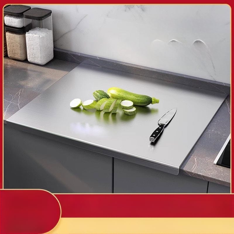 Σανίδα Κοπής από Ανοξείδωτο Ατσάλι 304, Αντιβακτηριακή, Επιφάνεια Ζύμωσης και Κυλίνδρωσης για Ζύμη και Φρούτα