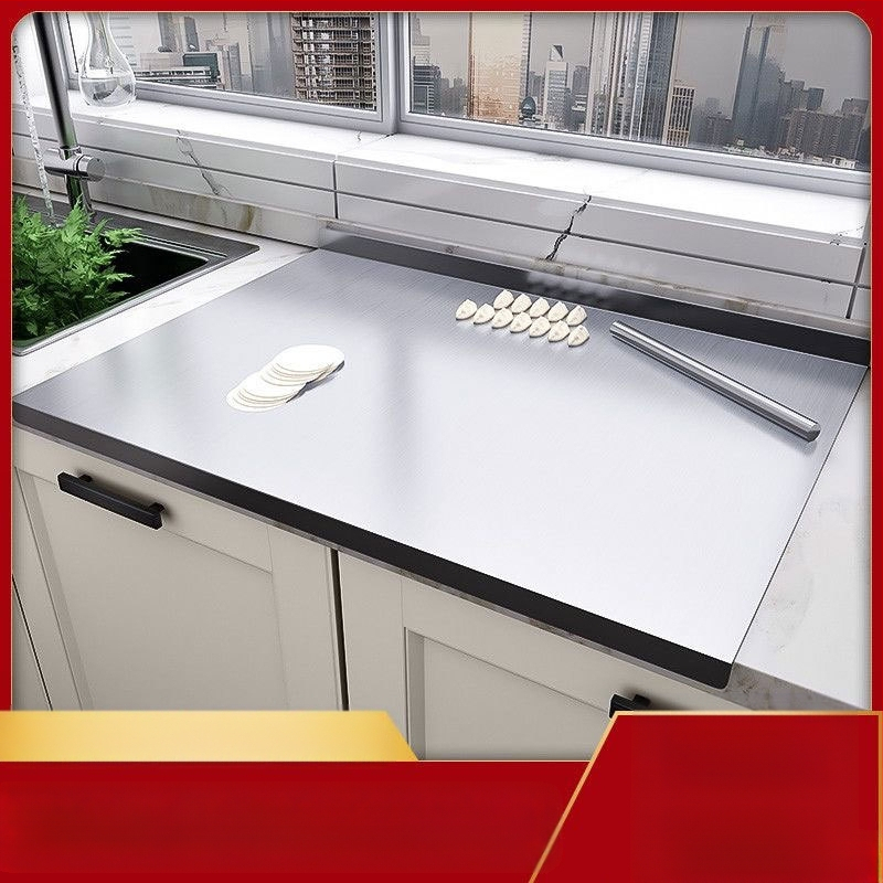 Σανίδα Κοπής από Ανοξείδωτο Ατσάλι 304, Αντιβακτηριακή, Επιφάνεια Ζύμωσης και Κυλίνδρωσης για Ζύμη και Φρούτα