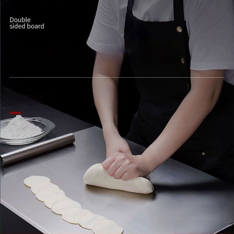 Σανίδα Κοπής από Ανοξείδωτο Ατσάλι 304, Αντιβακτηριακή, Επιφάνεια Ζύμωσης και Κυλίνδρωσης για Ζύμη και Φρούτα