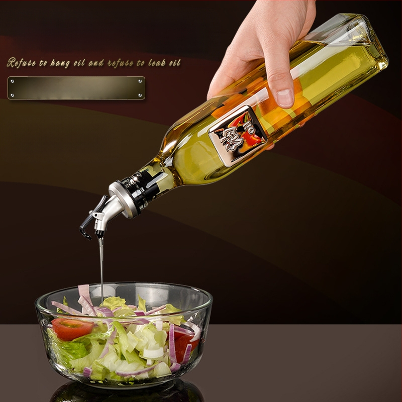 Üvegből készült olajtartó automatikus zárófedelekkel – szivárgásmentes fűszertartó a konyhához