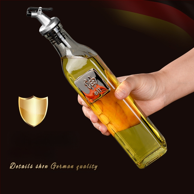 Üvegből készült olajtartó automatikus zárófedelekkel – szivárgásmentes fűszertartó a konyhához