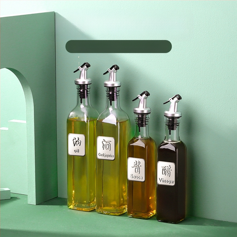 Üvegből készült olajtartó automatikus zárófedelekkel – szivárgásmentes fűszertartó a konyhához