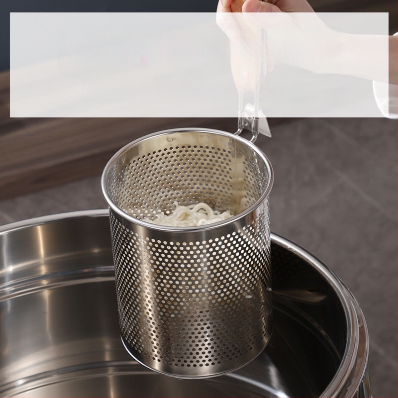 Nerūdijančio plieno kepimo krepšelis ir makaronų sietelis – neslidus, apsauga nuo nudegimų, modernus paprastas stilius