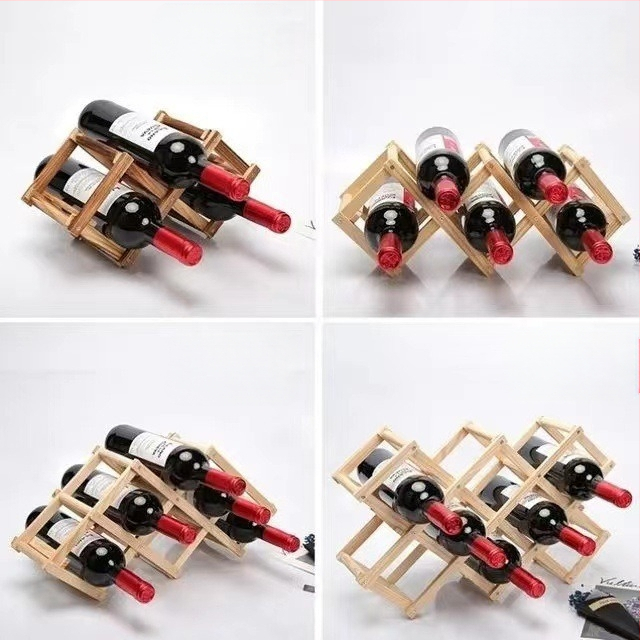 Medinis vyno laikiklis, sulankstomas, daugiasluoksnis, modernus paprastų linijų stilius | Prekės ženklas Bamboo | Diegimas rinkoje: 2021 m. vasara