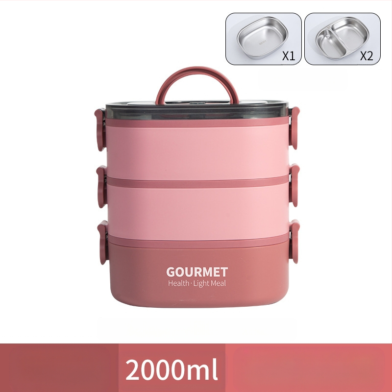 Plastmasas pusdienu kastīte, trīs slāņu izolācija, kvadrāta forma, tilpums 0.8–2 L, nav piemērota mikroviļņu krāsnij.