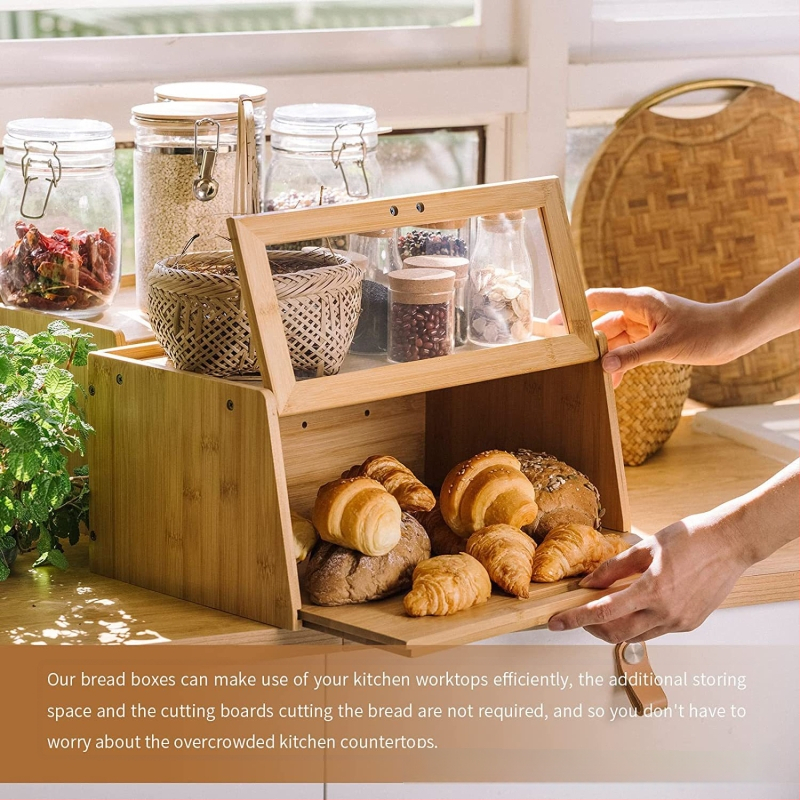 Medinė duonos dėžutė su kūrybiniu dizainu, dulkių atspari laikymo dėžė, Hong Ao prekės ženklas, logotipo spauda ir pritaikymas galimi