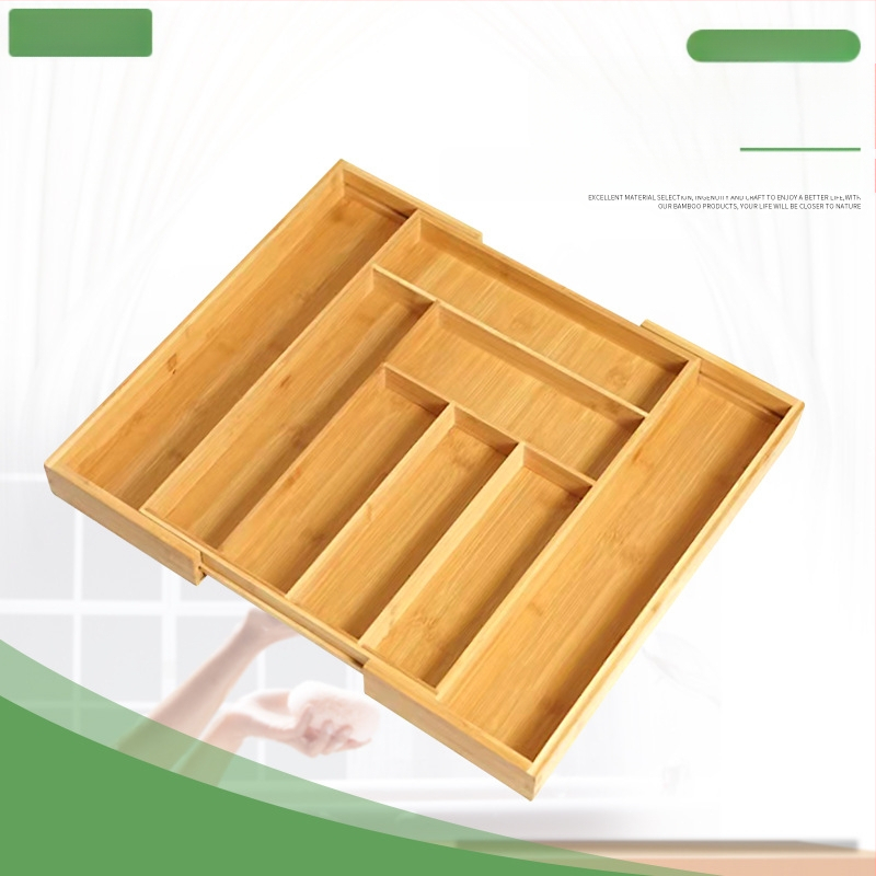 Μπαμπού κουτί αποθήκευσης μαχαιροπίρων για την κουζίνα, με πολλά διαμερίσματα, μοντέρνο μινιμαλιστικό στυλ