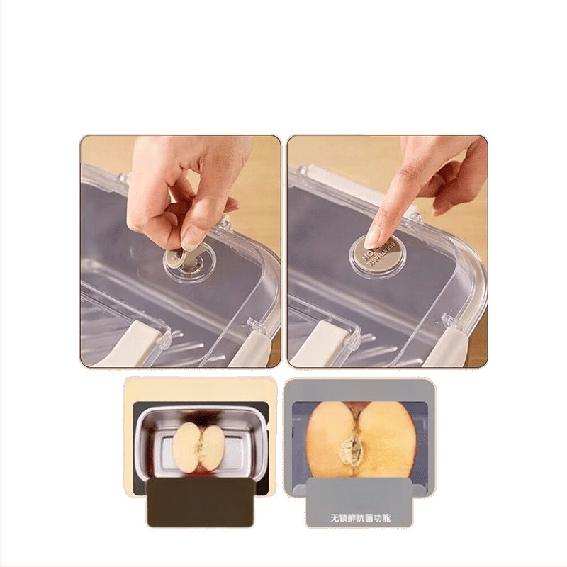 Taisnstūra 316 nerūsējošā tērauda pārtikas uzglabāšanas kastīte, pārtikas kvalitāte, noslēgta ar vāciņu, pārnēsājama, 800–1000 ml