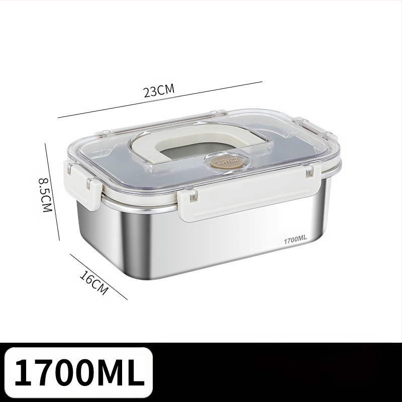 Taisnstūra 316 nerūsējošā tērauda pārtikas uzglabāšanas kastīte, pārtikas kvalitāte, noslēgta ar vāciņu, pārnēsājama, 800–1000 ml