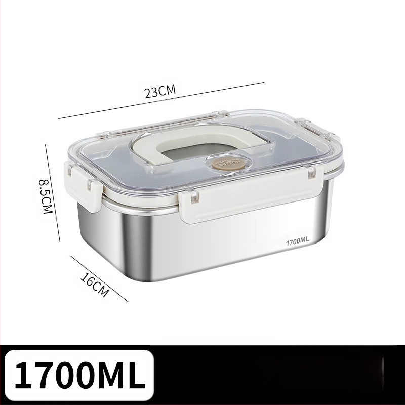 Taisnstūra 316 nerūsējošā tērauda pārtikas uzglabāšanas kastīte, pārtikas kvalitāte, noslēgta ar vāciņu, pārnēsājama, 800–1000 ml