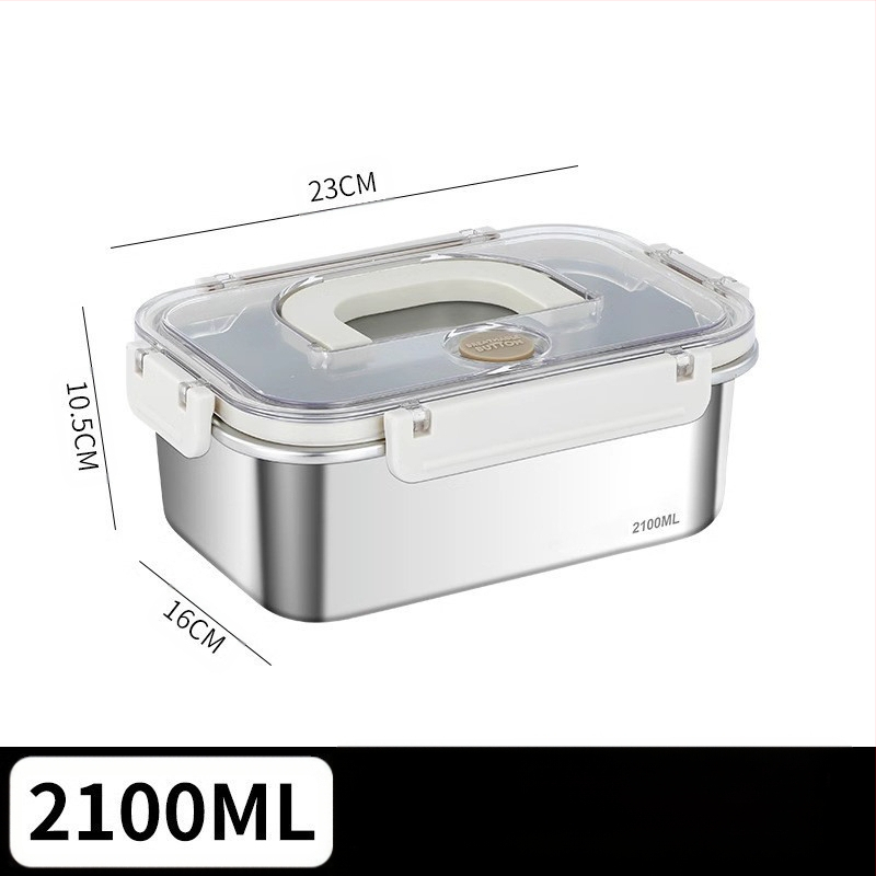 Taisnstūra 316 nerūsējošā tērauda pārtikas uzglabāšanas kastīte, pārtikas kvalitāte, noslēgta ar vāciņu, pārnēsājama, 800–1000 ml