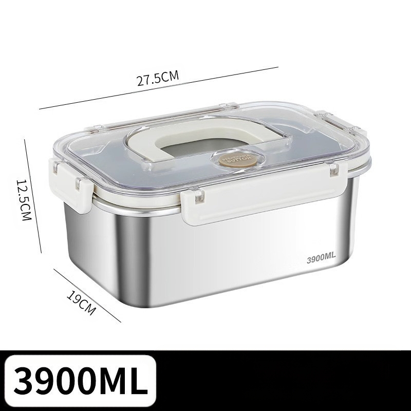 Taisnstūra 316 nerūsējošā tērauda pārtikas uzglabāšanas kastīte, pārtikas kvalitāte, noslēgta ar vāciņu, pārnēsājama, 800–1000 ml