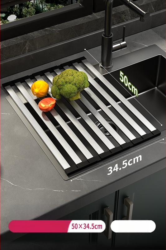 Sulankstomas kriauklės laikiklis iš 304 nerūdijančio plieno, virtuvės nusausinimo indų krepšelis