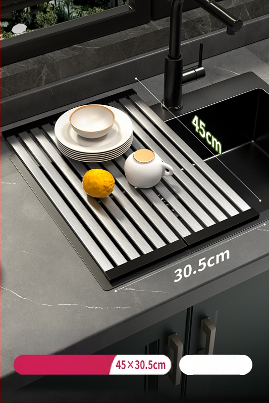 Sulankstomas kriauklės laikiklis iš 304 nerūdijančio plieno, virtuvės nusausinimo indų krepšelis