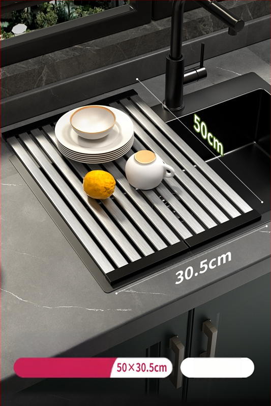 Sulankstomas kriauklės laikiklis iš 304 nerūdijančio plieno, virtuvės nusausinimo indų krepšelis