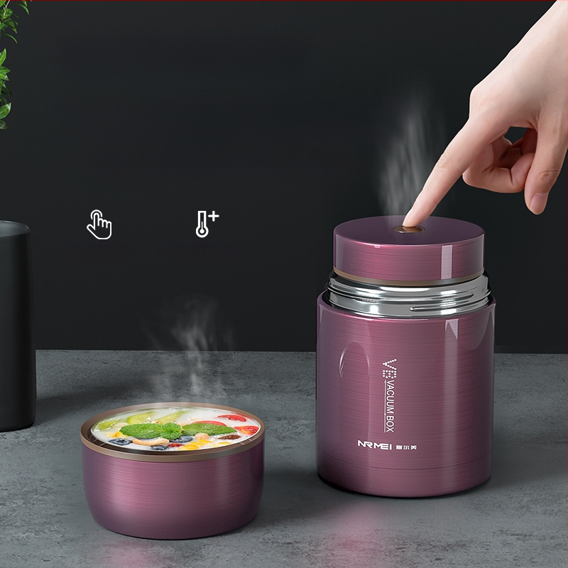 Enermei 316 nerūdijančio plieno maisto dėžutė su plataus atidarymo burna, didelė talpa, dangtelis, 12–24 valandų šilumos izoliacija