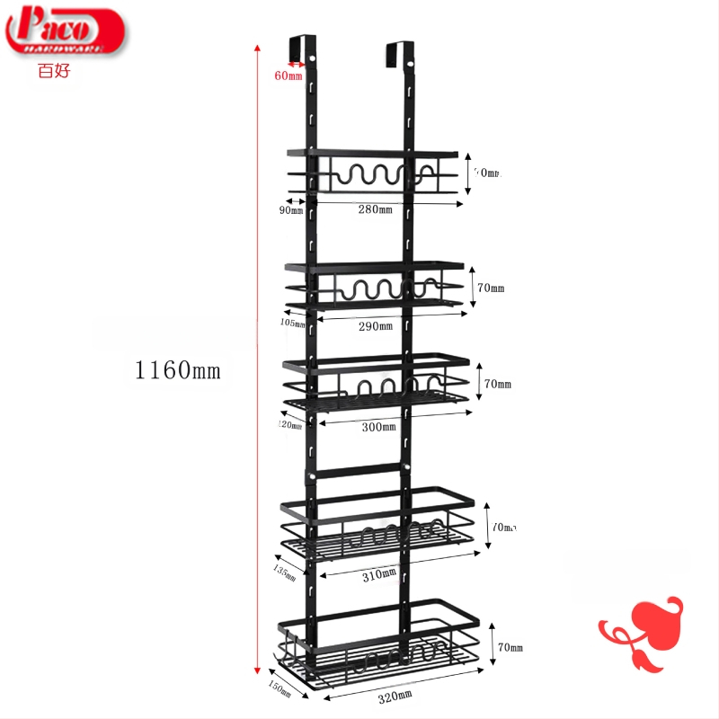 Κρεμαστή θήκη αποθήκευσης πόρτας με δίχτυ – χάλυβας άνθρακα, μοντέρνο μινιμαλιστικό στυλ, μορφή: πόρτα κρέμεται, τρόπος ανάρτησης: γάντζος, μάρκα All the best